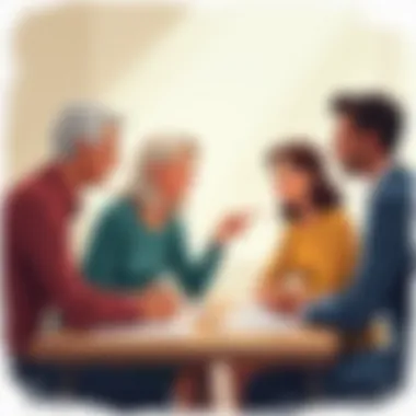 Diverse age groups discussing retirement benefits