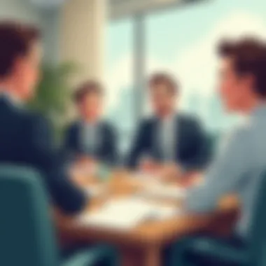 Traditional Brokers in Action Illustration depicting traditional brokers at work